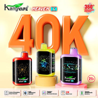 Kangvape HEAVEN X 40000 Puffs Disposable Vape Wholesale-950mAh battery, 20ml E-liquid, Multiple Nicotine 18 Flavors