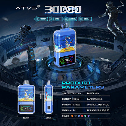 ATVS Astronaut 30000 Puffs Disposable Vape Wholesale-1000mAh batterty, 25ml E-liquid,Multiple Nicotine 14 Flavors