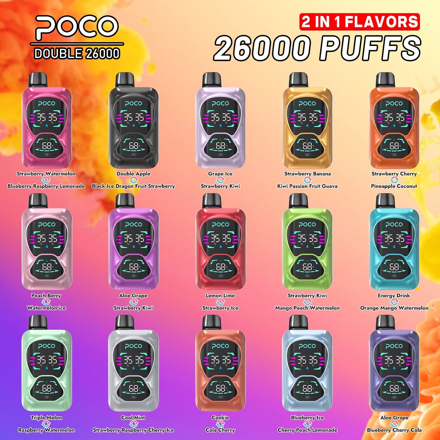 EU Warehouse POCO DOUBLE 26000 Puffs Disposable Vape Wholesale