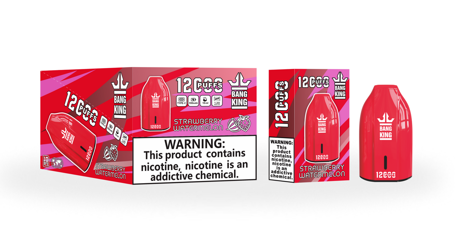 BangKing 12K Puffs Smart Full Screen Turn Ice Wholesale Disposable Vape Puff 12000k Prefilled Pod-850mAh Battery, Multiple Nicotine 12 Flavors