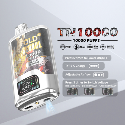 OLD School TN10000 Puffs Disposable Vape Wholesale-650mAh battery, 20ml E-liquid, Multiple Nicotine 10 Flavors