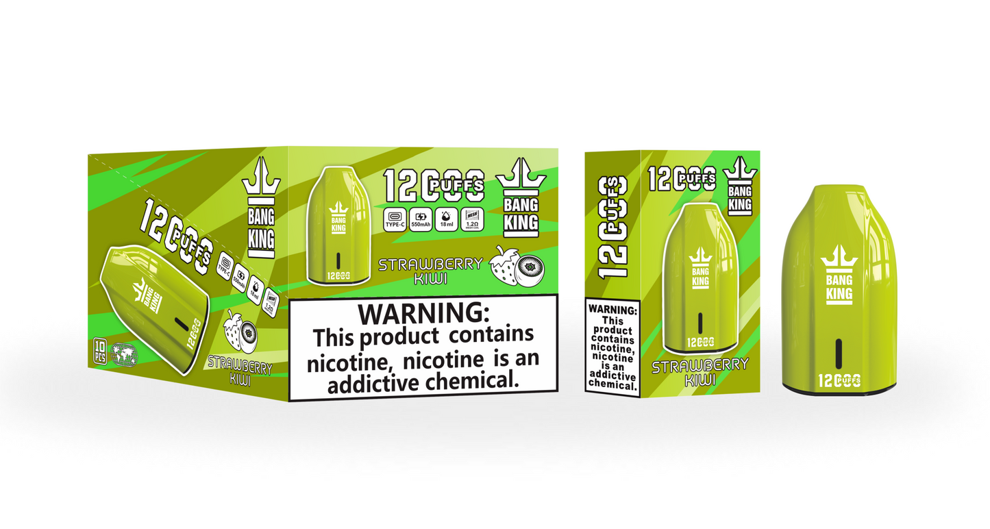 BangKing 12K Puffs Smart Full Screen Turn Ice Wholesale Disposable Vape Puff 12000k Prefilled Pod-850mAh Battery, Multiple Nicotine 12 Flavors