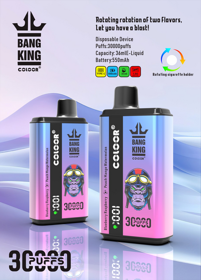 Bang King 30000 Puffs Disposable Vape  12 Flavors-850mAh Battery, 30ml E-liquid, Multiple Nicotine 12 Flavors