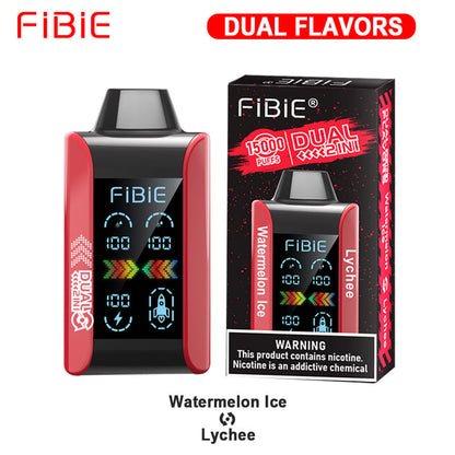 WATERMELON ICE & LYCHEE -FIBIE 15000 PUFFS Dual Flavors Disposable Vapor Wands(15000 PUFFS)