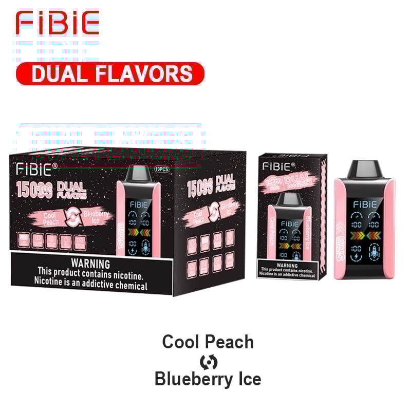 COOL PEACH & BLUEBERRY ICE - FIBIE 15000 Dual Flavors Disposable Vapor Wands(15000 PUFFS)