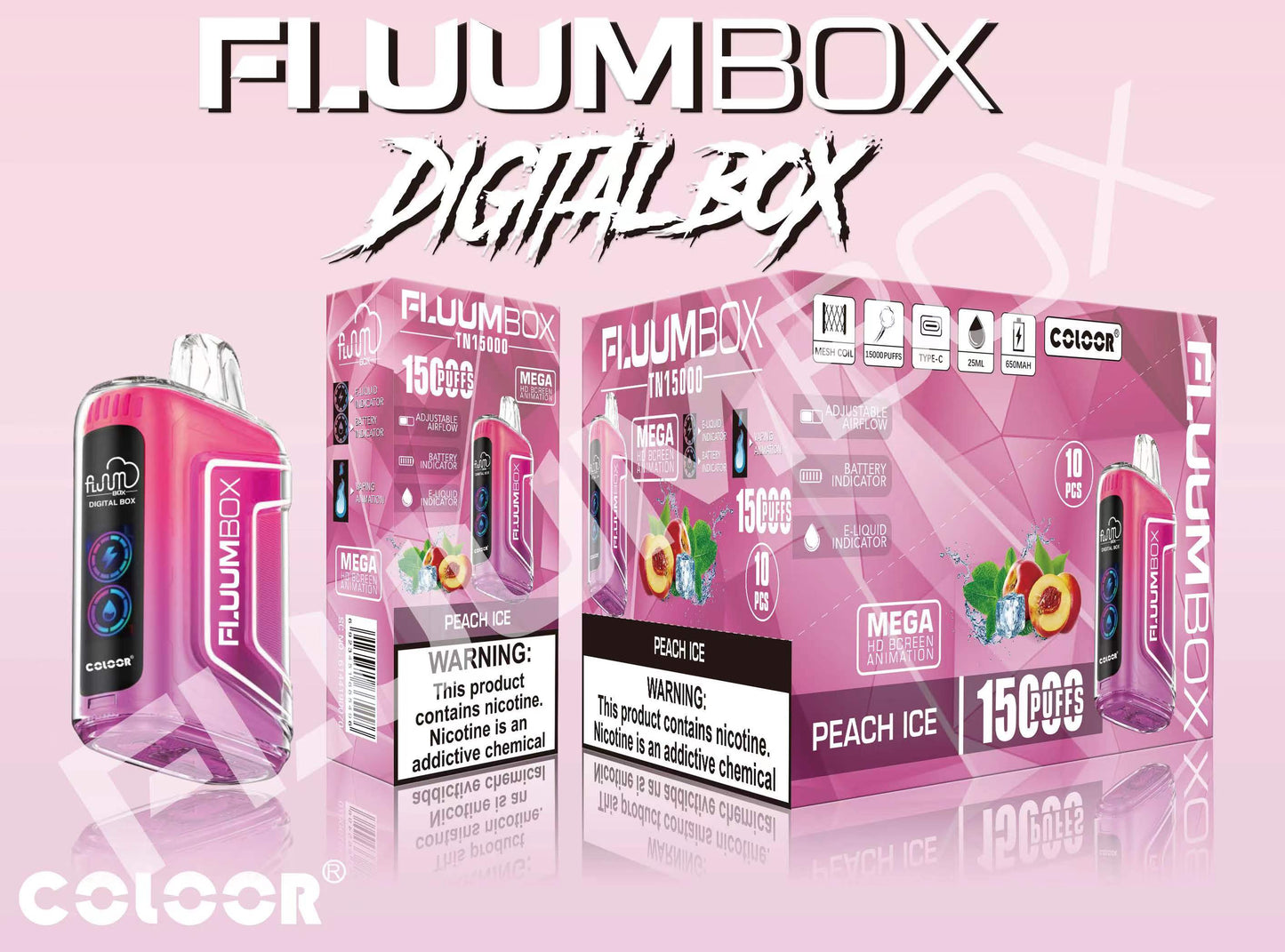 FLUUM BOX 15000 Puffs Disposable Vape Wholesale-650mAh battery, 25ml E-liquid, Multiple Nicotine 12 Flavors