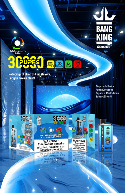 Bang King 30000 Puffs Disposable Vape  12 Flavors-850mAh Battery, 30ml E-liquid, Multiple Nicotine 12 Flavors