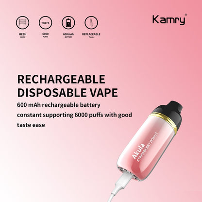 Kamry Akula 6000 Puffs Disposable Vape Wholesale-600mAh battery, 14ml E-liquid, Multiple Nicotine 10 Flavors