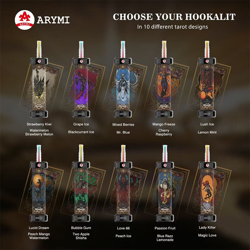 Arymi Hookalit 40000 Puffs Vape - 40ml E-liquid, 0.5% Nicotine, 20 Flavors