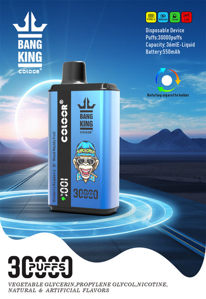 Bang King 30000 Puff Disposable E-Cigarette Vape Double Flavor Digital Display Bang 30k Puff Vaper-550mAh Battery, 36ml E-liquid, Multiple Nicotine 12 Flavors