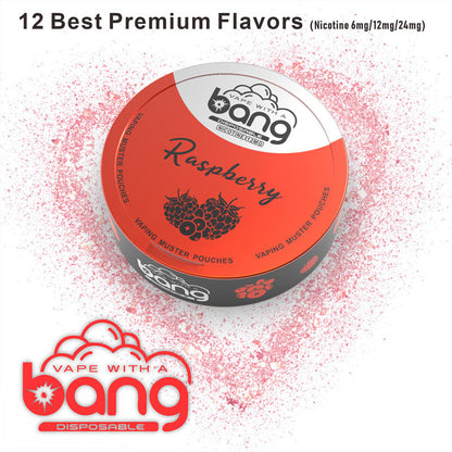 Bang Vaping Muster Pouches – Nicotine 6mg/12mg/18mg- Multiple Nicotine 12 Flavors