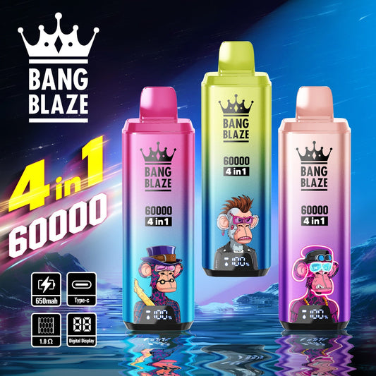 BANG BLAZE 4 In 1 60000 Puffs Disposable Vape Wholesale-650mAh Battery, 56ml E-liquid, Multiple Nicotine 12 Flavors