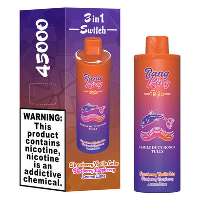 Bang King Triple 45000 Puffs Vape - 3*15ml E-liquid, 650mAh ,0%-5% Nicotine, 10 Flavors