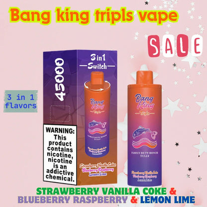 BANGKING TRIPLE 45K PUFFS Best Price for Bulk Orders Hot Sale-650mAh Battery, 45ml E-liquid, Multiple Nicotine 10 Flavors