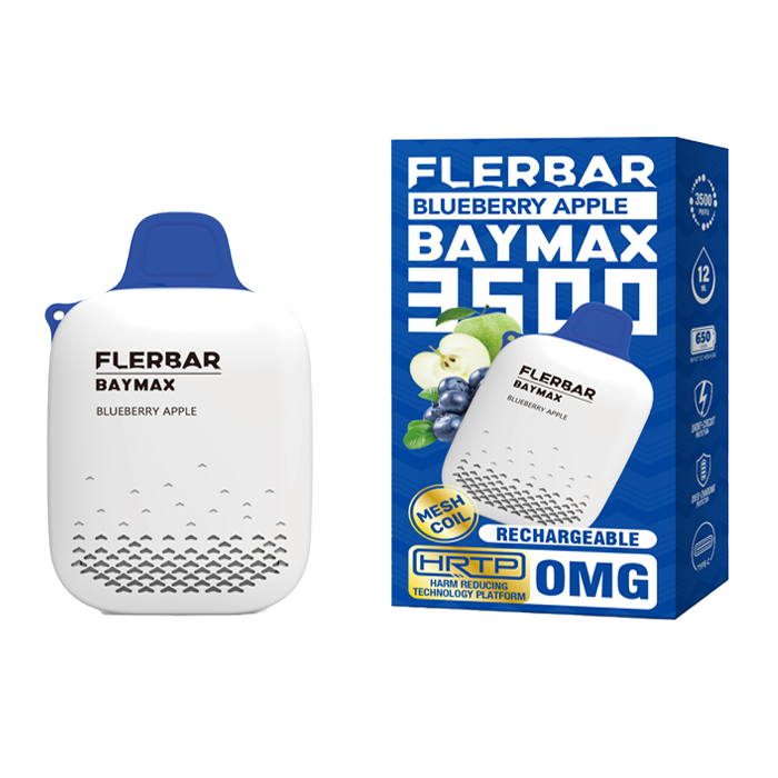 Pack of 5 FLERBAR BAYMAX 3500 DISPOSABLE POD DEVICE 0MG nic with Best New flavours