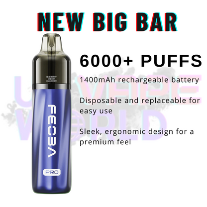 Blueberry Cherry Cranberry Feoba Pro 6000 6K Puff Pod Kit