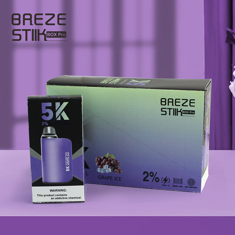Breze Stiik Box Pro 5000 Puffs – 12ml Prefilled Pod, Mesh Coil, Adjustable Airflow, 950mAh Rechargeable Vape