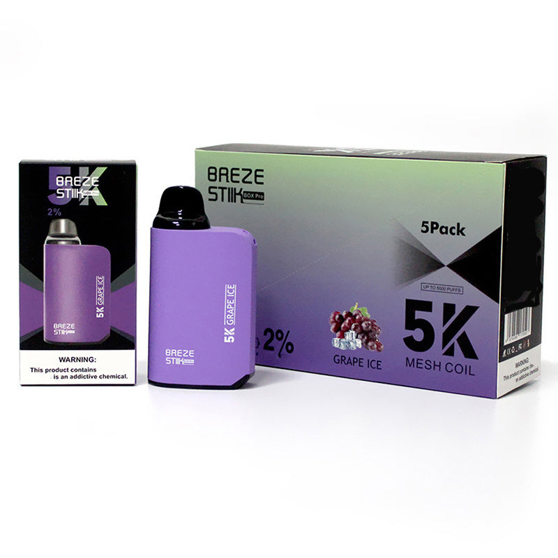 Breze Stiik Box Pro 5000 Puffs – 12ml Prefilled Pod, Mesh Coil, Adjustable Airflow, 950mAh Rechargeable Vape
