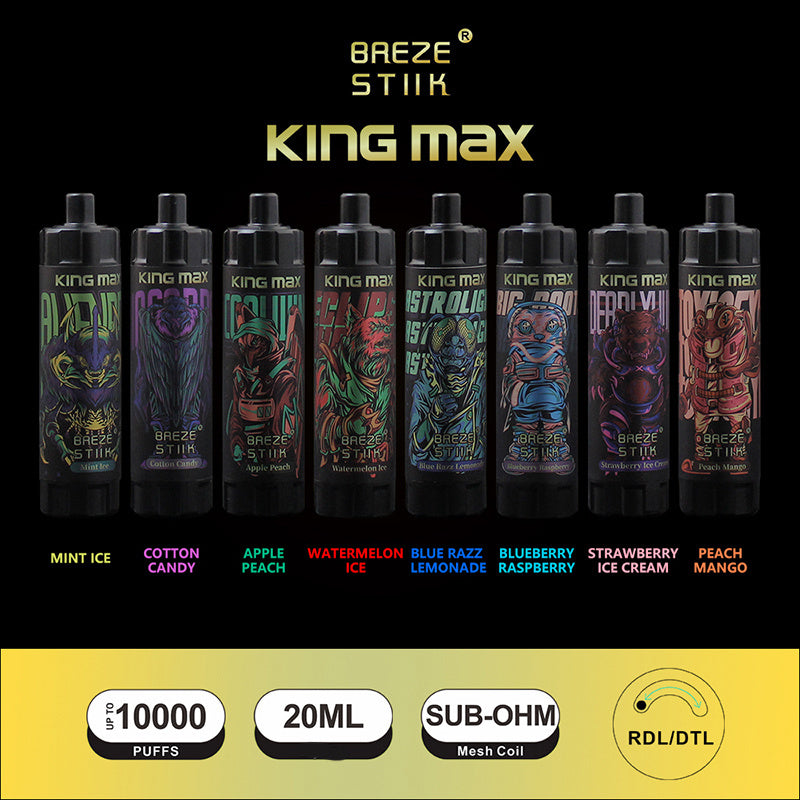 Breze Stiik Kingmax 10000 Puffs Disposable Vape – 20ml, Mesh Coil, Adjustable Airflow