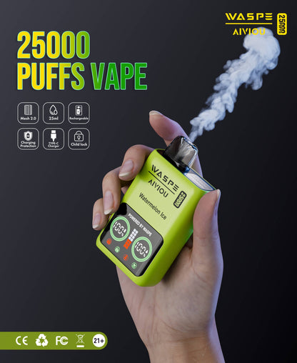 WASPE 25000 Puffs Disposable Vape Wholesale,	650 mAh ,25ML 10Flavors