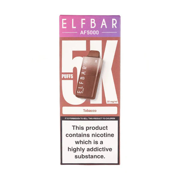 Elf Bar AF5000 Disposable Vape Up To 5000 Puffs 2ml Prefilled E-Liquid 10ml Refill Container
