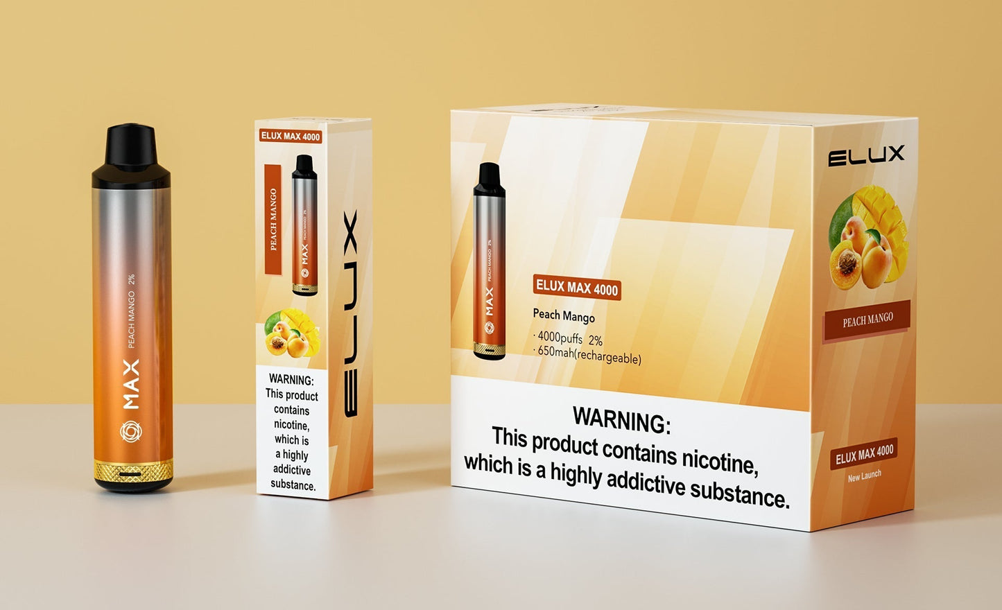 PACK OF 10  Elux Max 4000 puff bar Airflow Adjustable Rechargeable Vape disposable 2 ml e-liquid