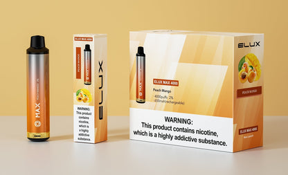 PACK OF 10  Elux Max 4000 puff bar Airflow Adjustable Rechargeable Vape disposable 2 ml e-liquid