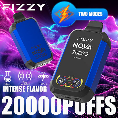 Fizzy Nova 20000 Puffs Disposable Vape | Dual Mesh Coil, 28ML E-liquid, LCD Screen, Eco/Turbo Mode