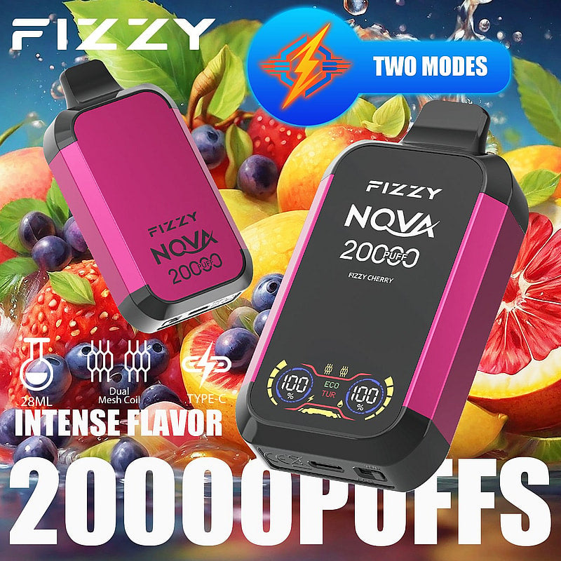 Fizzy Nova 20000 Puffs Disposable Vape | Dual Mesh Coil, 28ML E-liquid, LCD Screen, Eco/Turbo Mode