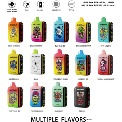 Gazzbar Rocket 20000 Puffs Dual Mesh 10K/20K 2% 5% Low Nicotine LED Display Bulk Buy Rechargeable Disposable Vapes Pen Wholesale
