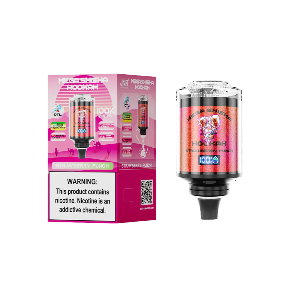 JNR Mega Shisha Hookah 100K Disposable Vape  2% Nicotine Salt 60ML  2200mAh  11 Flavors in sales