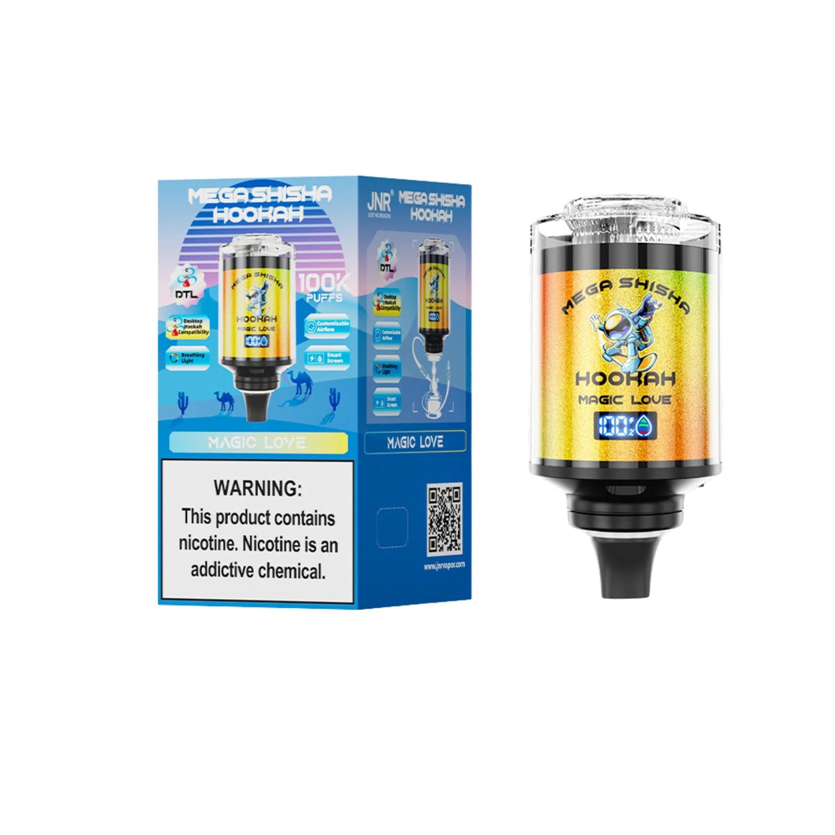JNR Mega Shisha Hookah 100K Disposable Vape  2% Nicotine Salt 60ML  2200mAh  11 Flavors in sales