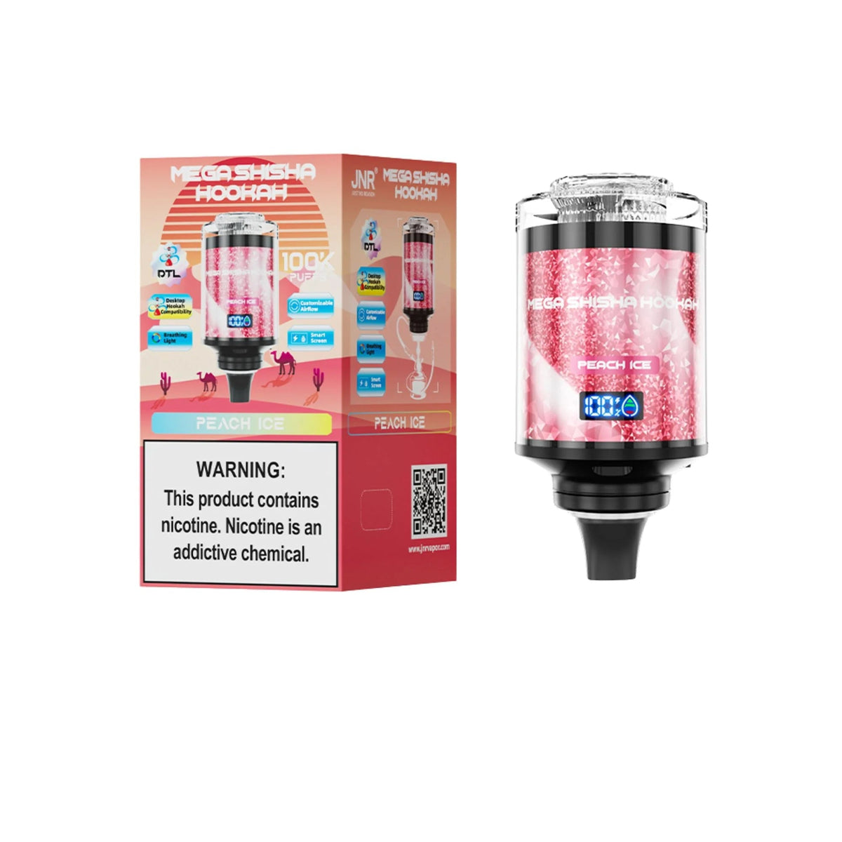 JNR Mega Shisha Hookah 100K Disposable Vape  2% Nicotine Salt 60ML  2200mAh  11 Flavors in sales