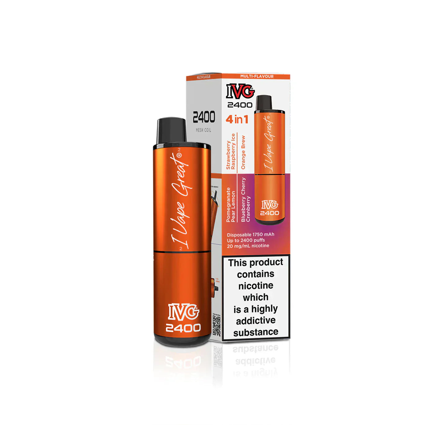 IVG 2400  MULTI FLAVOUR EDITION Disposable Vape lodging 4 x 2ml units 20 mg TPD