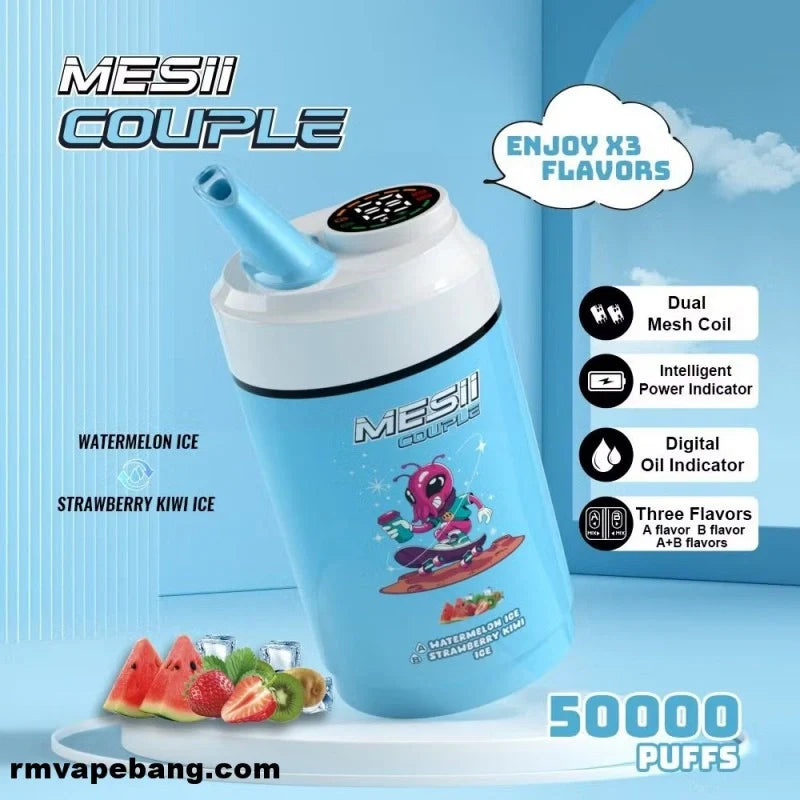 Mesii Couple 50K (Three Flavors) Top Choice for Vape Shops Factory Direct Price-800mAh battery, 40ml E-liquid, Multiple Nicotine 10 Flavors