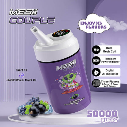 Mesii Couple 50K (Three Flavors) Top Choice for Vape Shops Factory Direct Price-800mAh battery, 40ml E-liquid, Multiple Nicotine 10 Flavors