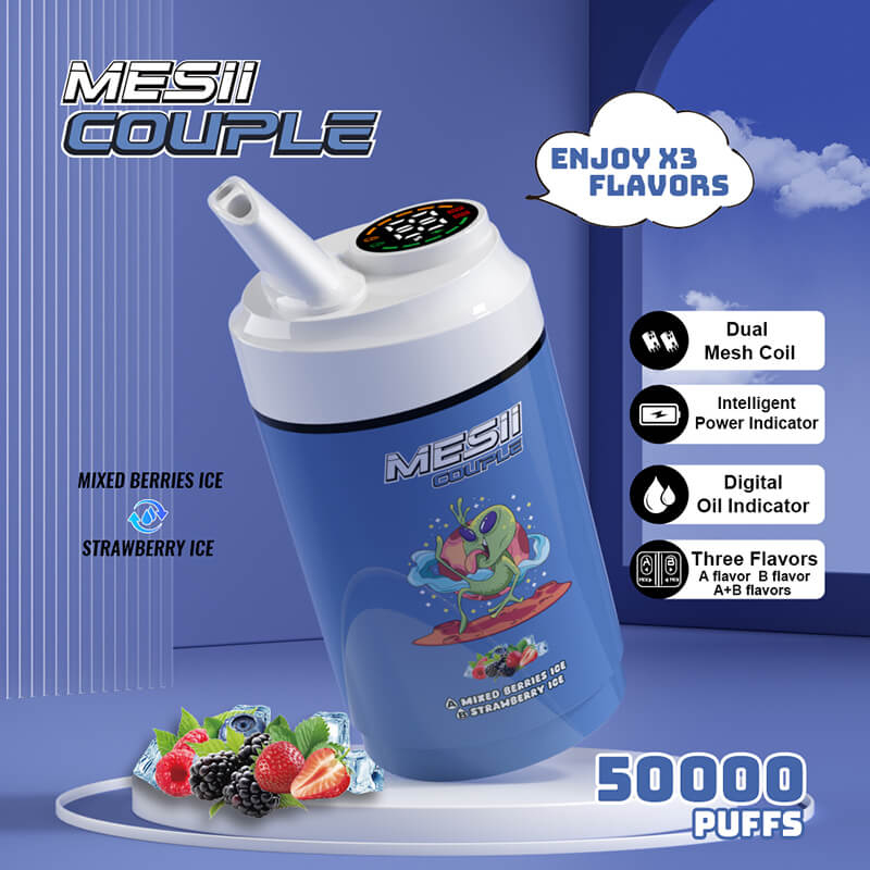 Mesii Couple 50K (Three Flavors) Top Choice for Vape Shops Factory Direct Price-800mAh battery, 40ml E-liquid, Multiple Nicotine 10 Flavors