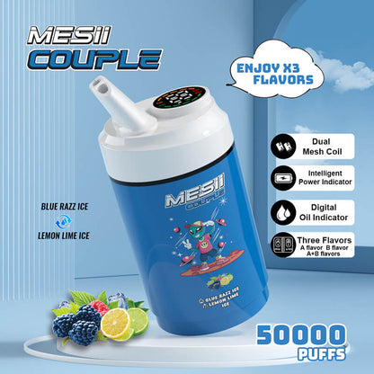 Mesii Couple 50K (Three Flavors) Top Choice for Vape Shops Factory Direct Price-800mAh battery, 40ml E-liquid, Multiple Nicotine 10 Flavors