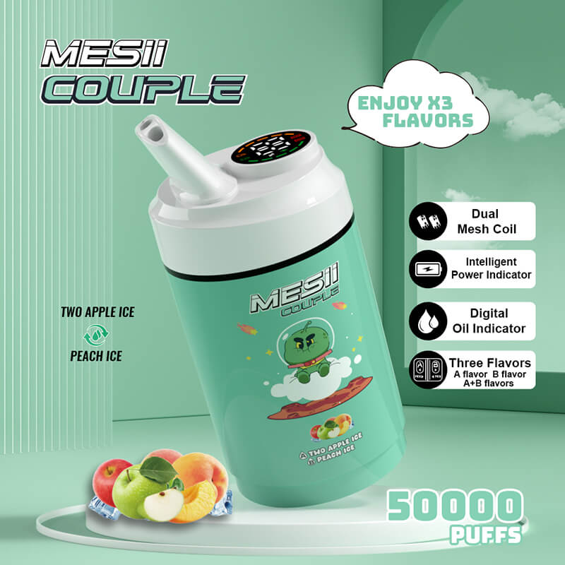 Mesii Couple 50K (Three Flavors) Top Choice for Vape Shops Factory Direct Price-800mAh battery, 40ml E-liquid, Multiple Nicotine 10 Flavors