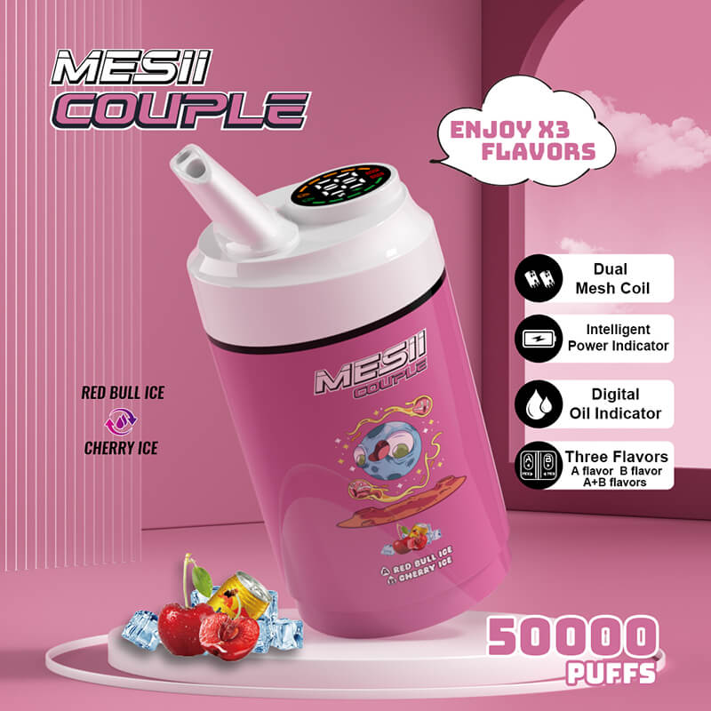 Mesii Couple 50K (Three Flavors) Top Choice for Vape Shops Factory Direct Price-800mAh battery, 40ml E-liquid, Multiple Nicotine 10 Flavors