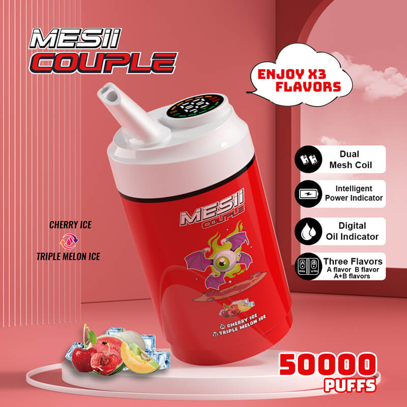 Mesii Couple 50K (Three Flavors) Top Choice for Vape Shops Factory Direct Price-800mAh battery, 40ml E-liquid, Multiple Nicotine 10 Flavors