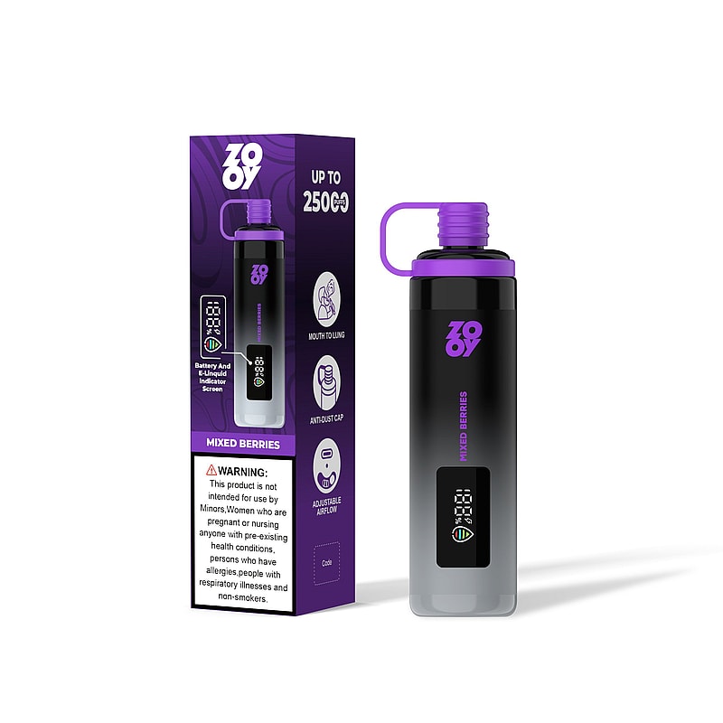 ZOOY SHISHA 25K Puffs Airflow Ajustable Disposable Vape(0% to 5% Nicotine) with Animated Screen  650mAh battery 10 Flavors