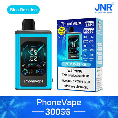 JNR Phone Vape 30000 Puffs (Box of 10)&nbsp;Latest Smart 20mg Nicotine 19ML 1000 mAh Battery 10 Flavors Disposable Vape
