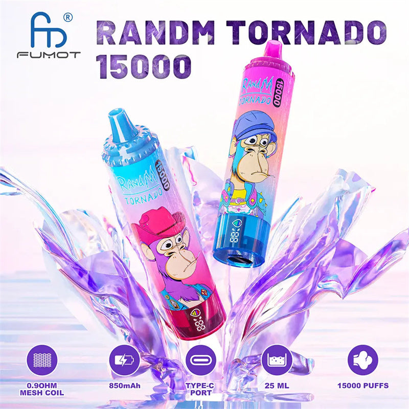 FUMOT RandM Tornado 15000 | 25ml E-Liquid | 15K Puffs | LED Display