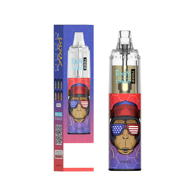 7000 Puffs Disposable Vape - RandM Tornado 14mL, RGB Lights, 56 Flavors