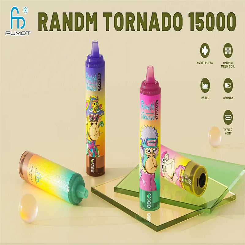 FUMOT RandM Tornado 15000 | 25ml E-Liquid | 15K Puffs | LED Display