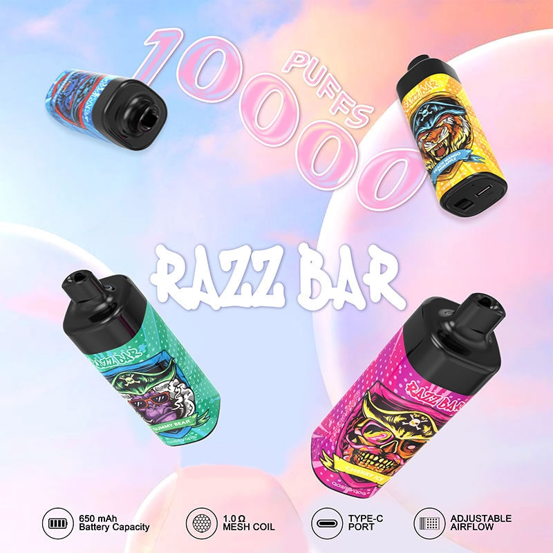 10000 Puffs Refillable Vape - 20ml, 2%/5% Nicotine, 16 Icy Flavors