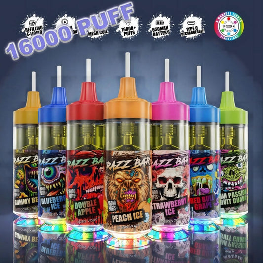 Original Razz Bar 16000 Puffs Refillable Disposable Vape E Cigarette Puff 16k – Razz Bar 16k Puff