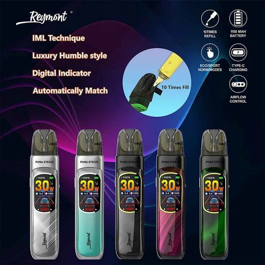 Reymont Pura Steeze Kit IML Pod Kit-1150mAh Battery, 2ml E-liquid