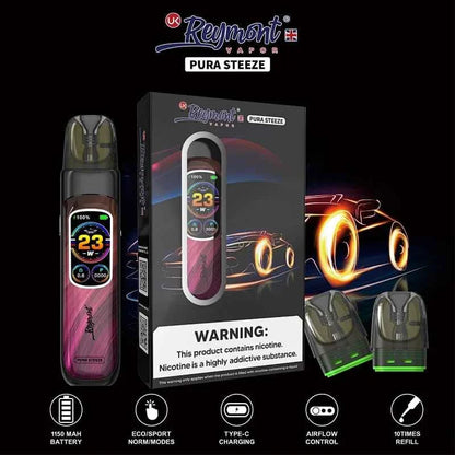 Reymont Pura Steeze Kit IML Pod Kit-1150mAh Battery, 2ml E-liquid